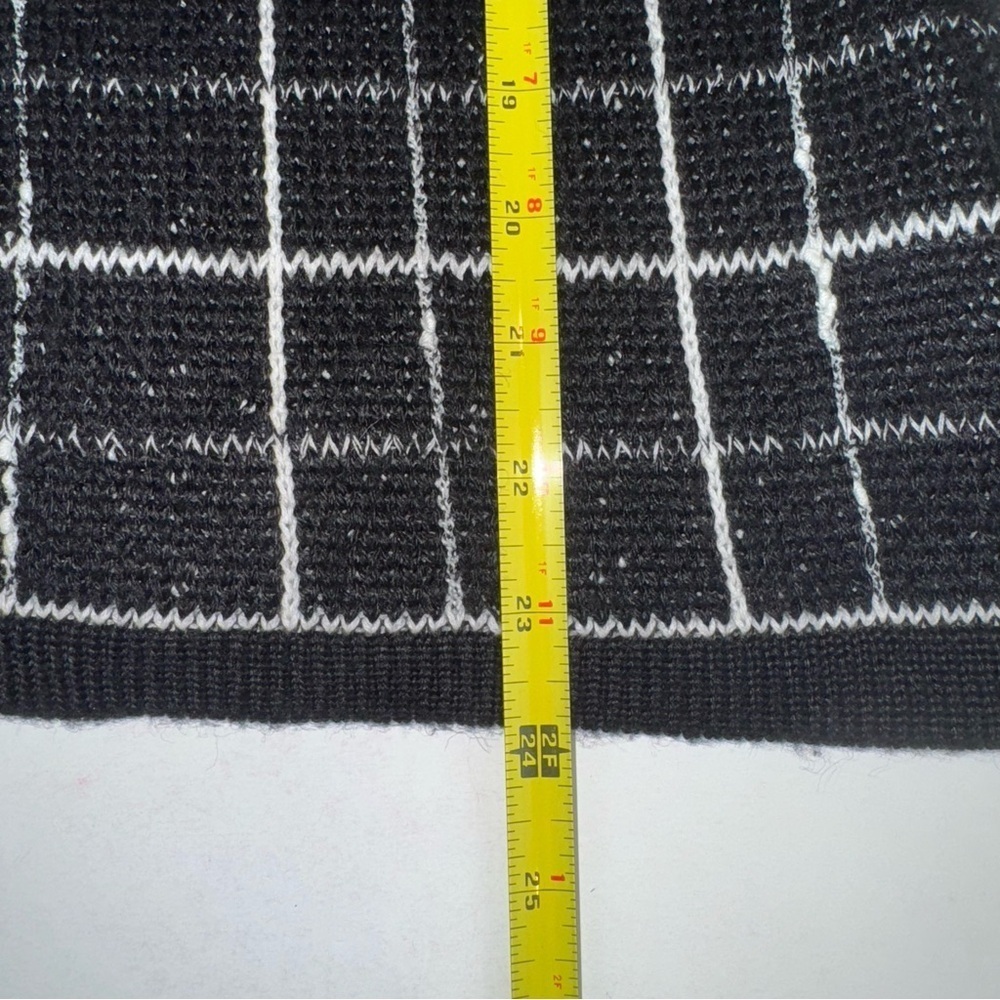 Coldwater Creek Collared Cardigan Windowpane Black size M - Picture 8 of 12